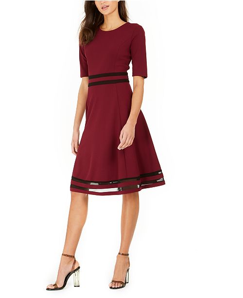 Ny Collection Petite Mesh Stripe Dress Reviews Dresses Macy S