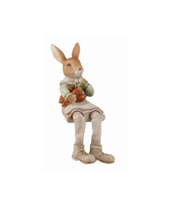 Trans Pac Brown Easter Traditional Bunny Farmer Shelf Sitter - Macy's