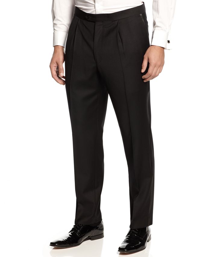 Lauren Ralph Lauren Pleated Black Classic-Fit Tuxedo Pants - Macy's