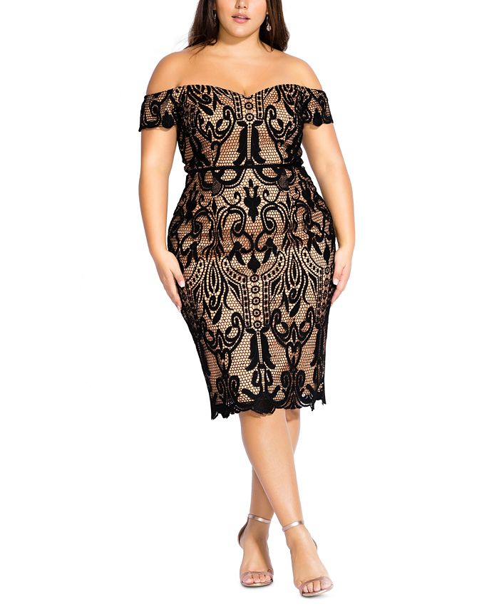 City chic off top the shoulder lace dress