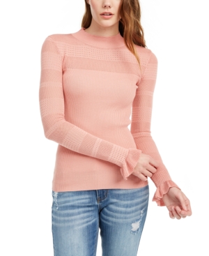 image of Crave Fame Juniors- Pointelle Mock Neck Sweater