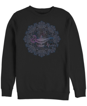 Disney Men's Aladdin Lamp Geometric Neon Portrait Crewneck Fleece