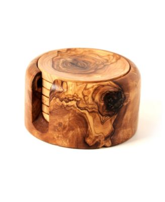 BeldiNest Olive Wood Rustic Coaster Set of 8 with Holder - Macy's