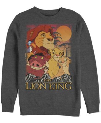 Disney Men's Lion King Happy Group Shot Sunset, Crewneck Fleece