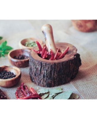 Wooden Spice Bowls, Set of 3 Mini Bowls