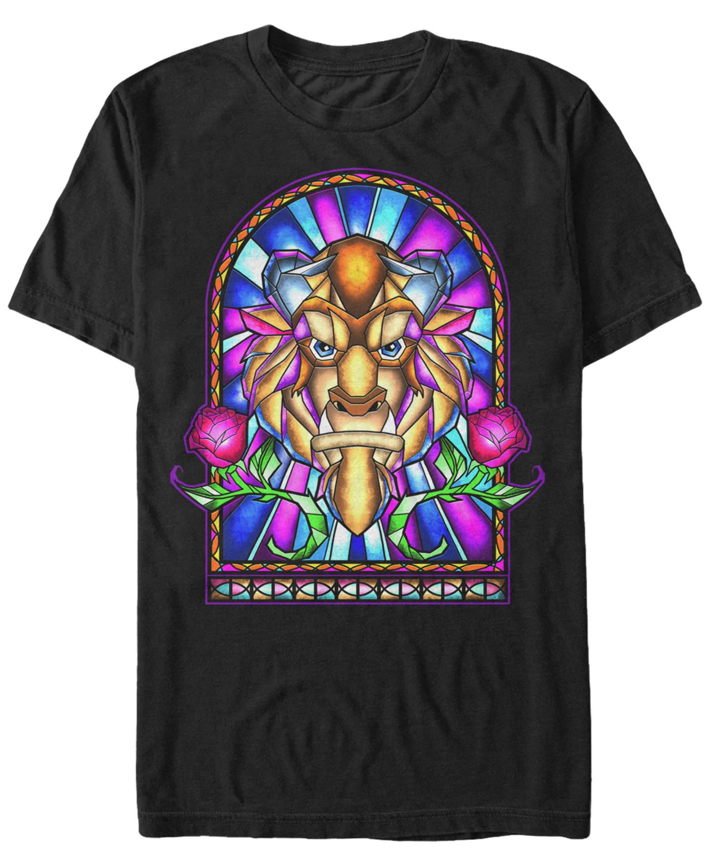 Мужская футболка Fifth Sun Disney Beauty and the Beast Stained Glass Window, Short Sleeve, цвет: Чёрный — фото 1