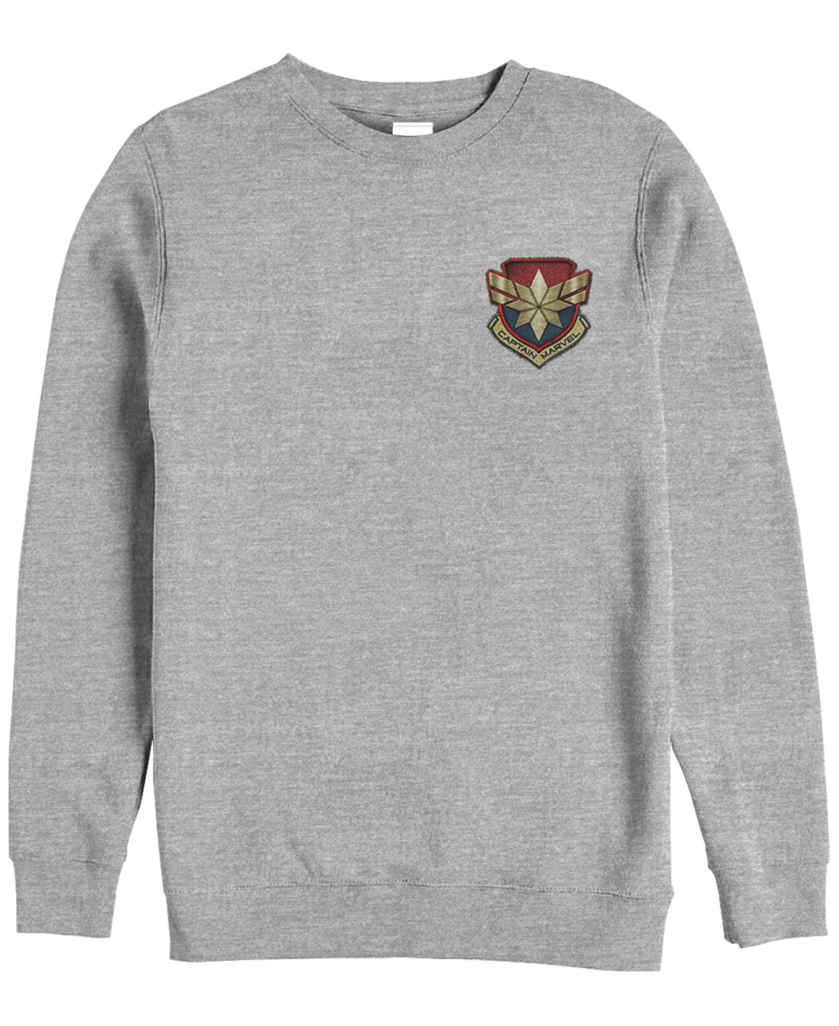 Marvel Men's Captain Marvel Left Chest Patchwork Logo, Crewneck Fleece - Athletic H