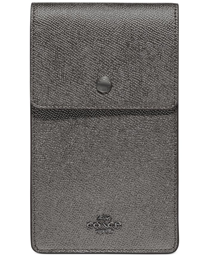 COACH Metallic Leather Snap Phone Crossbody - Macy's