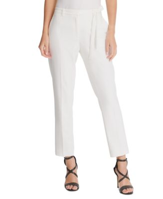 DKNY Petite Belted Straight-Leg Pants - Macy's