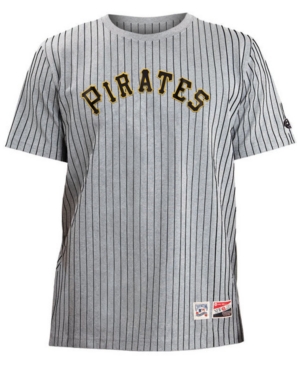 New Era Men's Pittsburgh Pirates Pinstripe Crew T-shirt In Gray/black