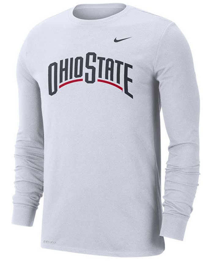 Nike Men's Ohio State Buckeyes Dri-FIT Cotton Wordmark Long Sleeve T ...