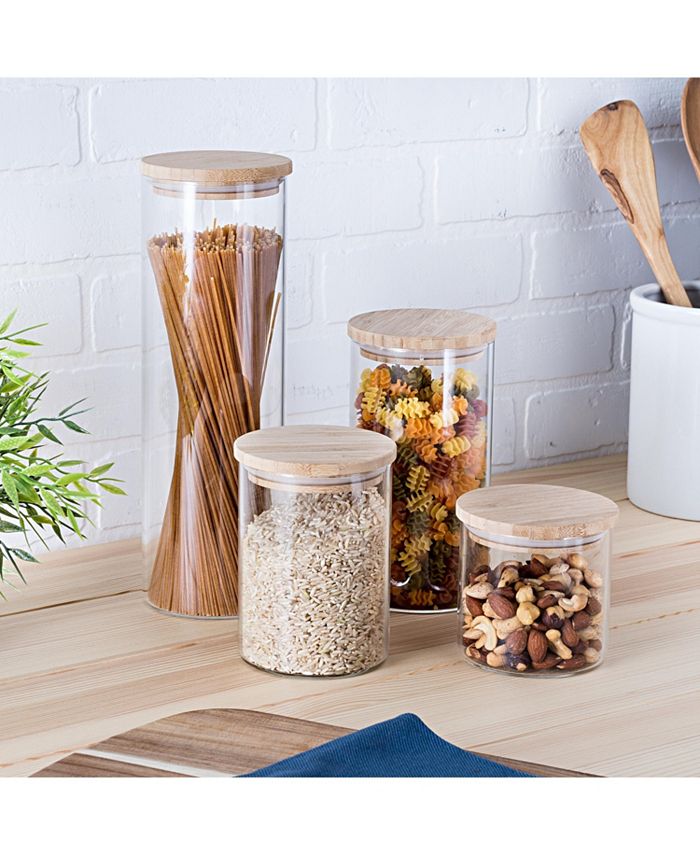 Honey Can Do 4Pc. Glass & Bamboo Canister Set Macy's