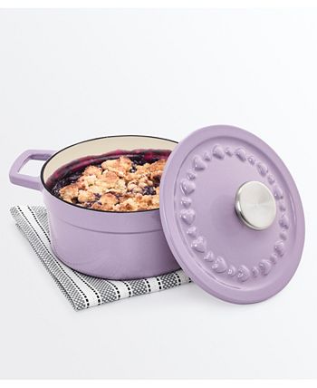 Martha Stewart Collection 6-Qt. Heart Knob Enameled Cast Iron