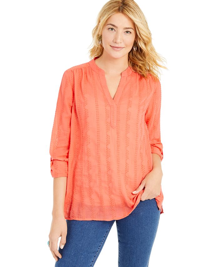 Style & Co Textured V-Neck Top, Created for Macy's - Macy's