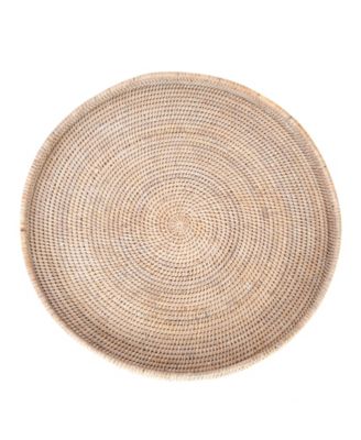 Artifacts Trading Company Rattan Round Tray Collection In Off-white