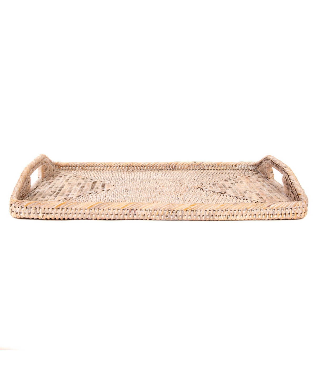 Artifacts Trading Company Artifacts Rattan 17" Rectangular Tray In Off-white