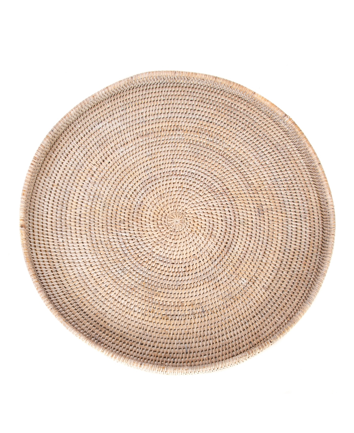 Artifacts Trading Company Artifacts Rattan Round Tray In Off-white