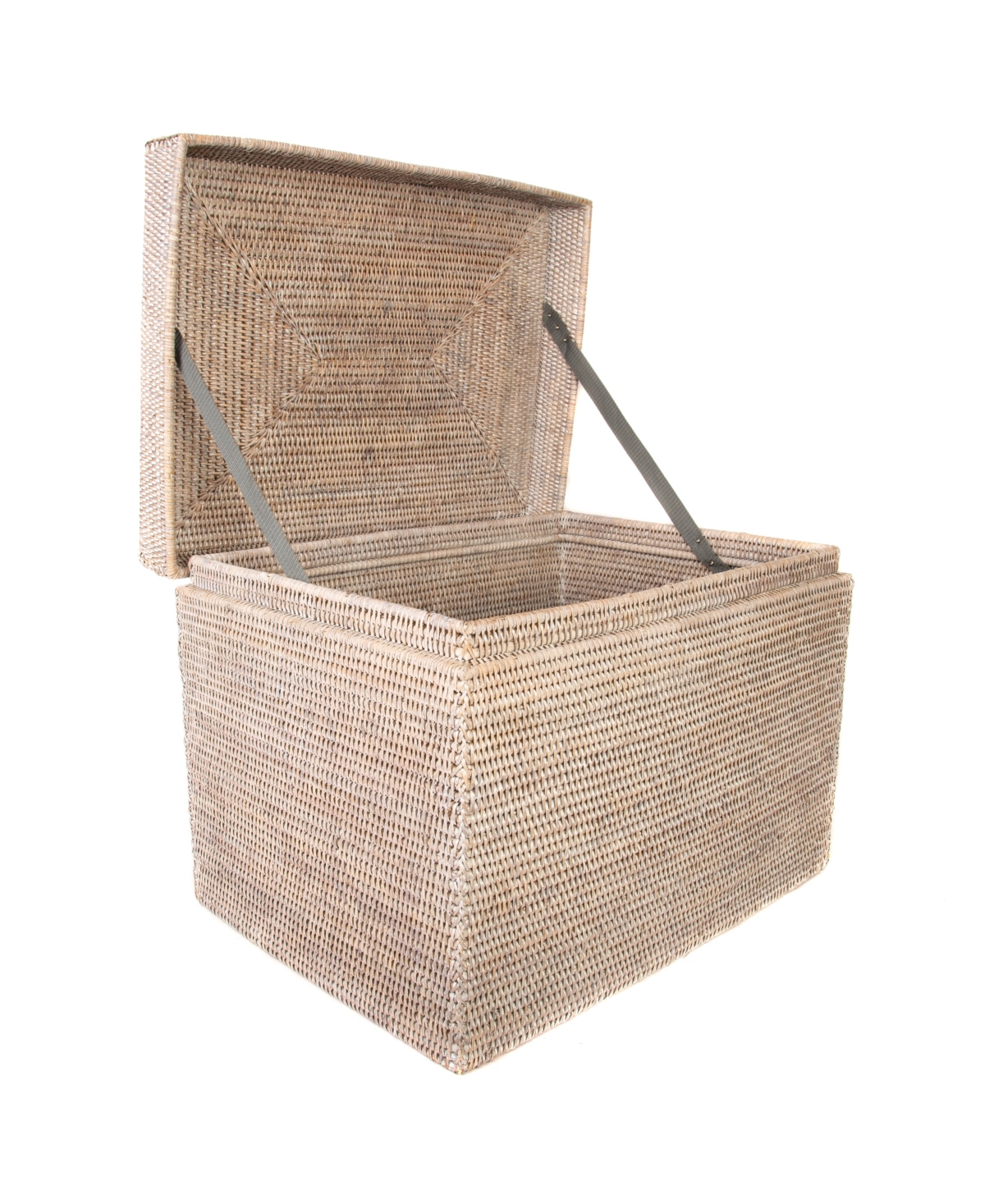 Artifacts Trading Company Artifacts Rattan Rectangular Hinged Chest In Off-white