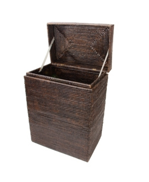 Shop Artifacts Trading Company Artifacts Rattan Rectangular Hamper With Hinged Lid And Cloth Liner In Coffee Bean