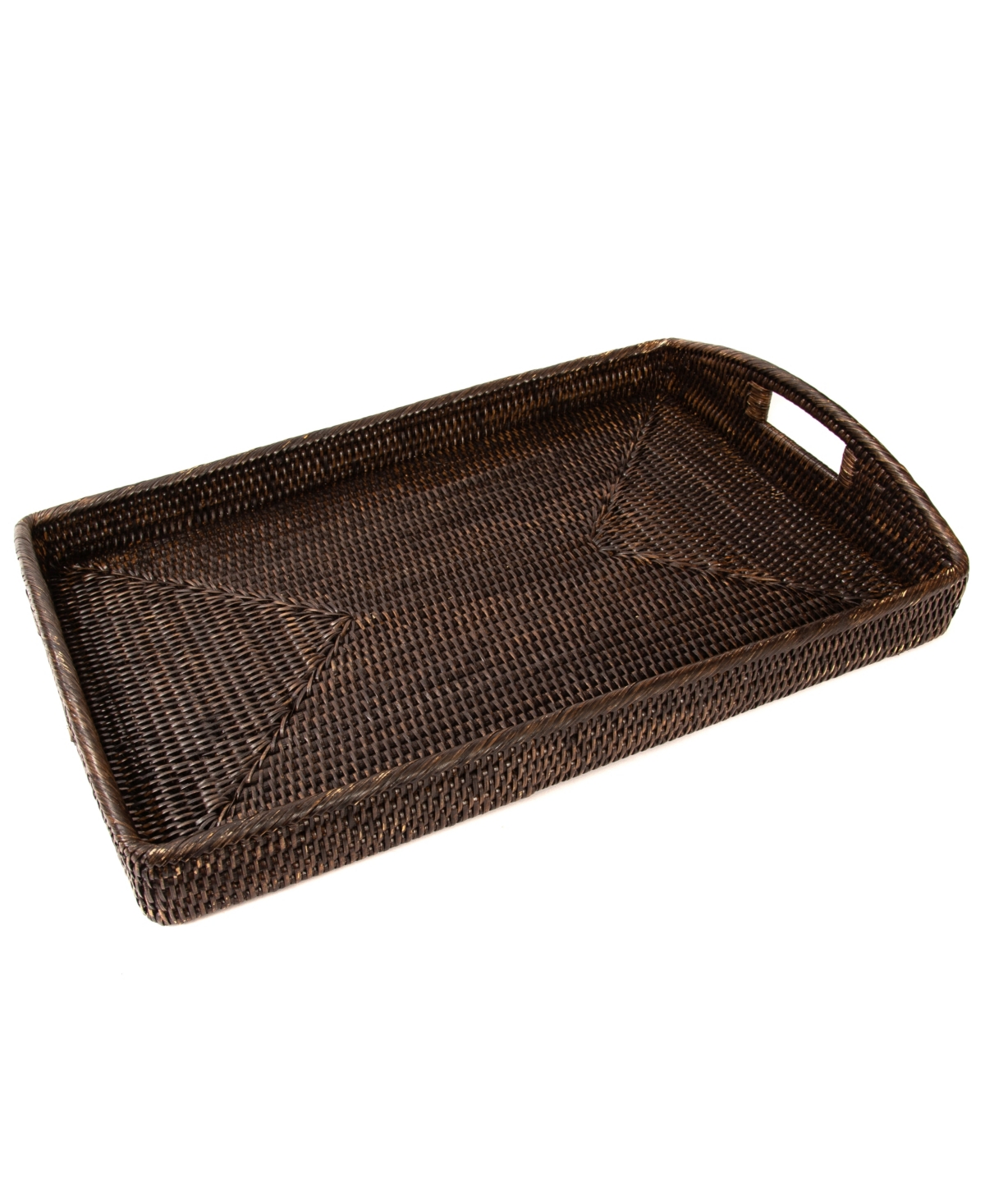 Artifacts Trading Company Artifacts Rattan Rectangular Serving Tray In Coffee Bean