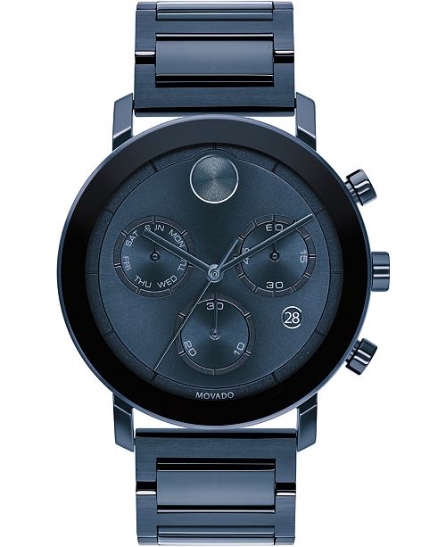 Movado Men S Swiss Chronograph Bold Evolution Blue Ion Plated