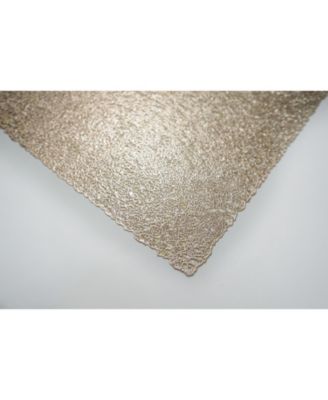 Reversible Metallic Lacey Place Mats Slip Resistant 12" x 18" Placemats - Set of 4