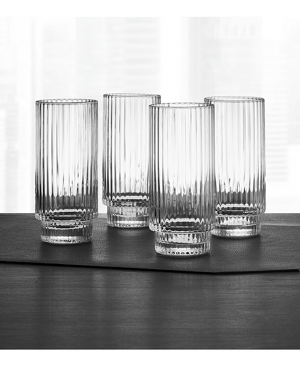 Hotel Collection Fluted Highball Glasses, Set of 4, Created for Macy's & Reviews Glassware