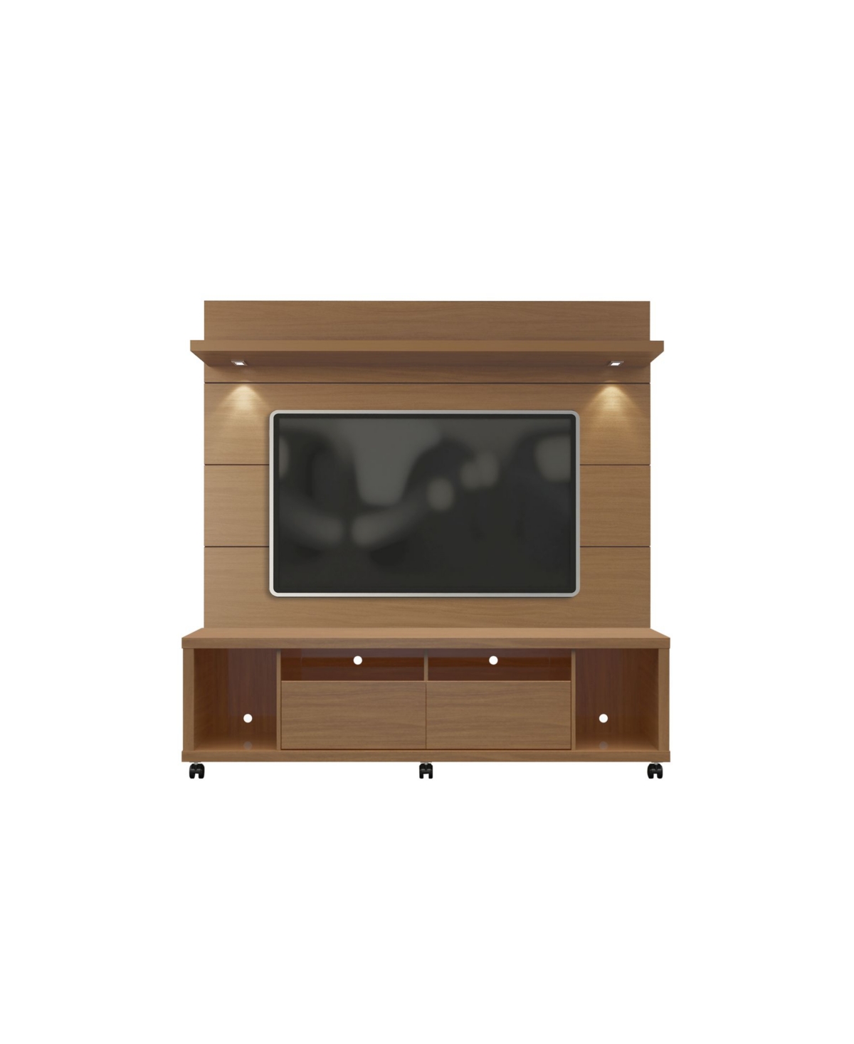 MANHATTAN COMFORT CABRINI TV STAND AND FLOATING WALL TV PANEL WITH LED LIGHTS