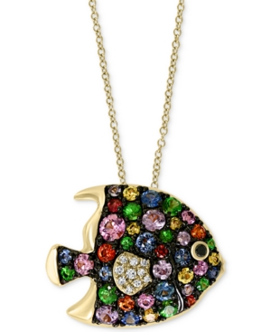 image of Multi-Sapphire (1-3/8 ct. t.w.) & Diamond (1/20 ct. t.w.) Fish 18