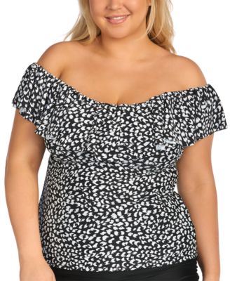 plus size off the shoulder tankini