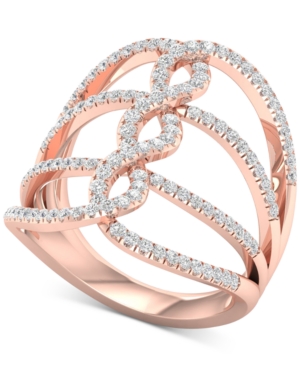 image of Diamond Wide Loop Openwork Statement Ring (5/8 ct. t.w.) in 10k Rose Gold