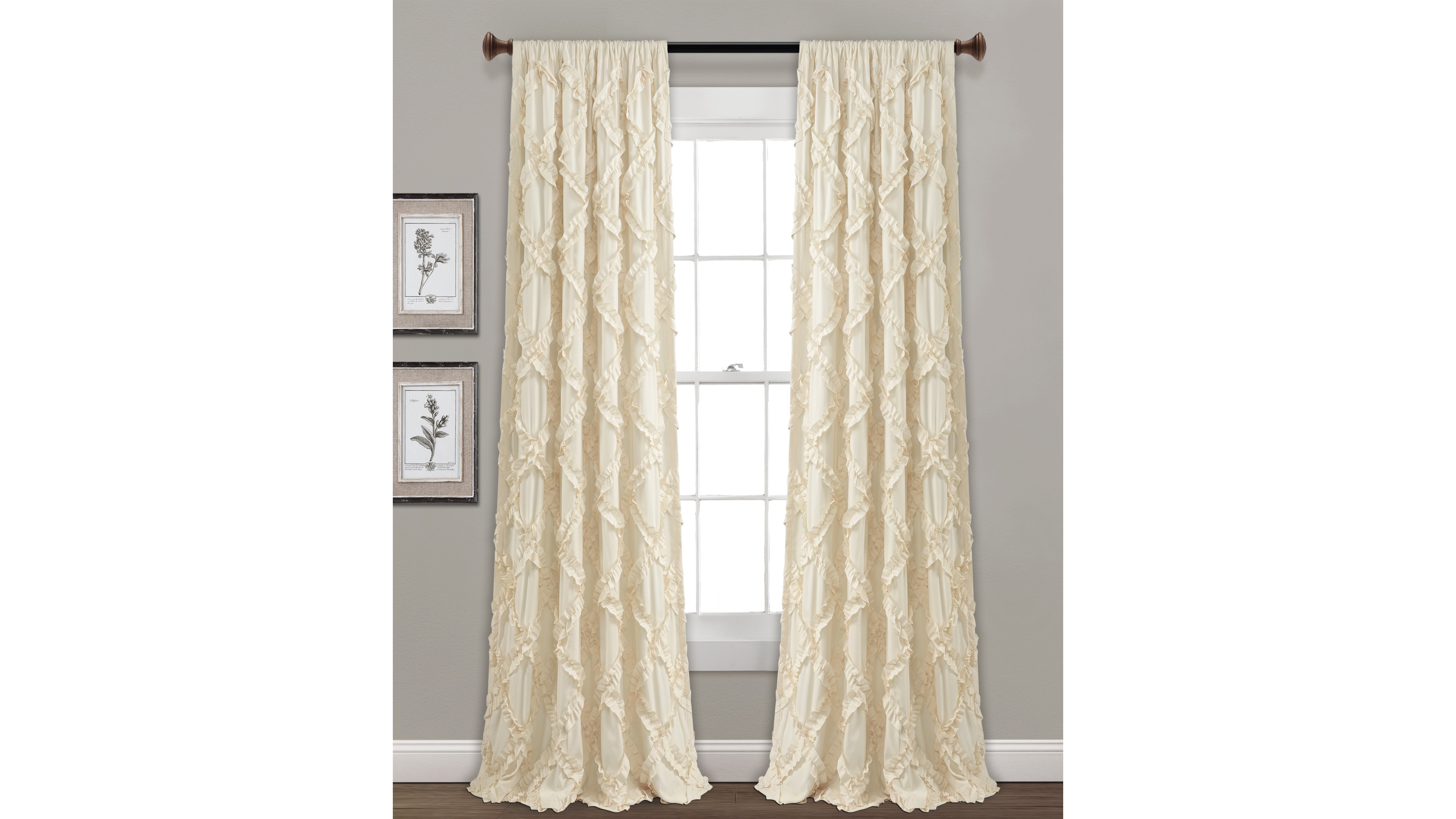 Ruffle Diamond 54" x 95" Curtain Set