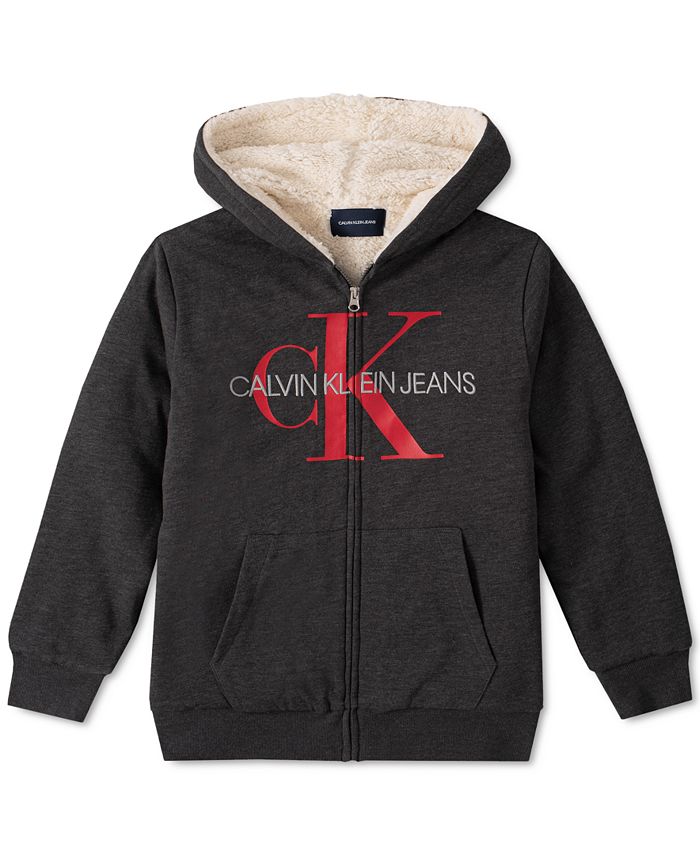 Calvin klein youth hotsell fleece lined pullover hoodie