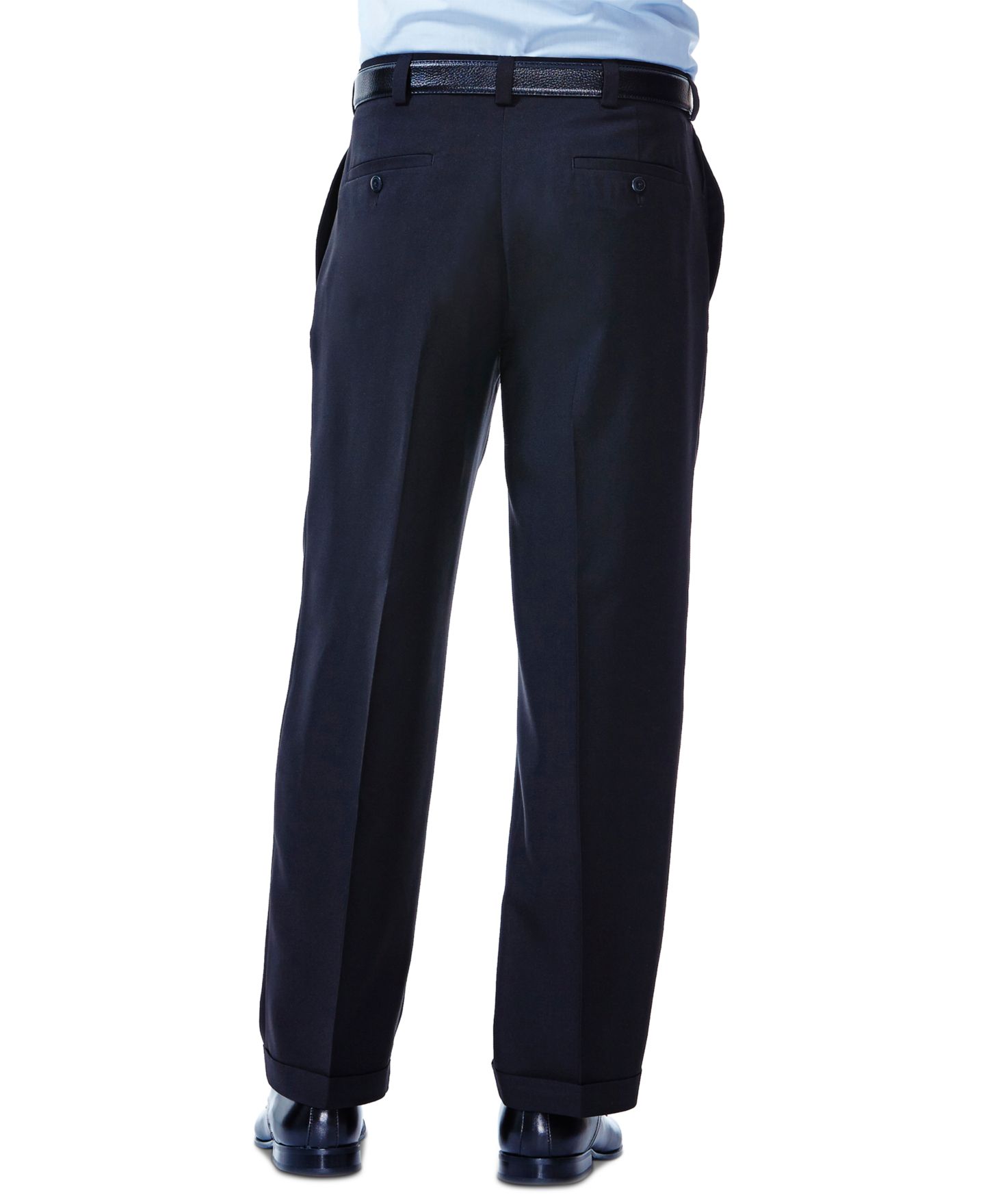 Мужские брюки Haggar Eclo Stria Classic Fit Pleated Hidden Expandable Waistband Dress Pants, цвет: Чёрный — фото 2