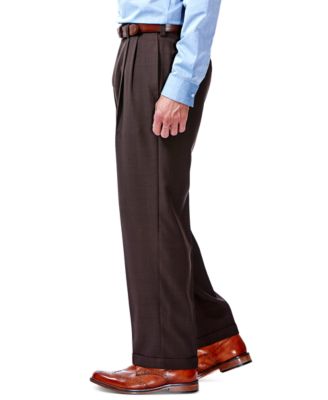 Men's ECLO Stria Classic Fit Pleated Hidden Expandable Waistband Dress Pants