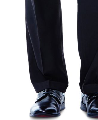 Men's ECLO Stria Classic Fit Pleated Hidden Expandable Waistband Dress Pants