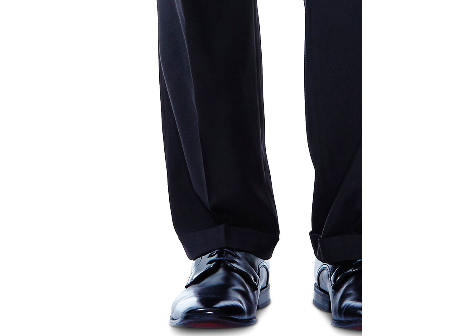 Мужские брюки Haggar Eclo Stria Classic Fit Pleated Hidden Expandable Waistband Dress Pants, цвет: Чёрный — фото 5