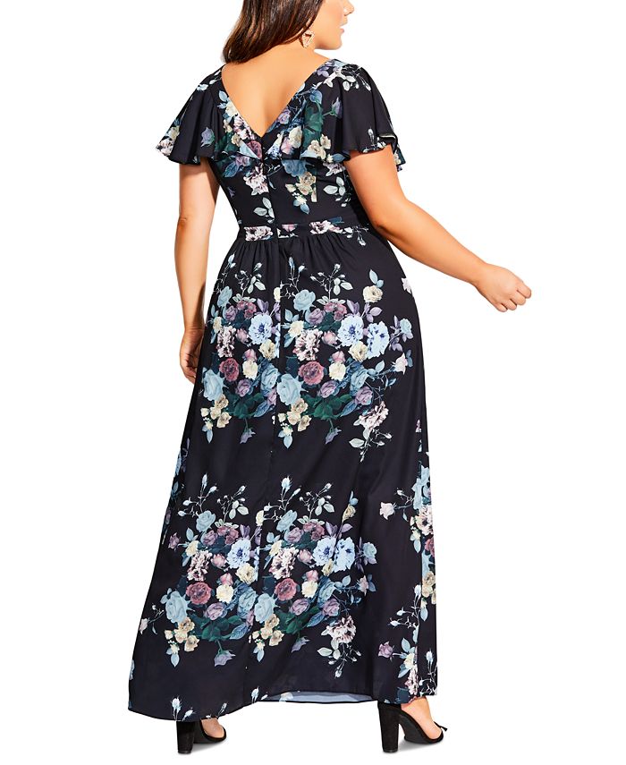 City Chic Trendy Plus Size Dark Blooms Maxi Dress - Macy's