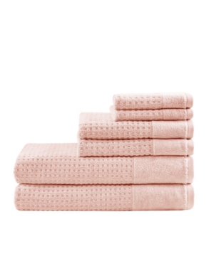 Madison Park Spa Waffle Jacquard 600 Gsm Combed Cotton 6-pc. Towel Set Bedding In Pink
