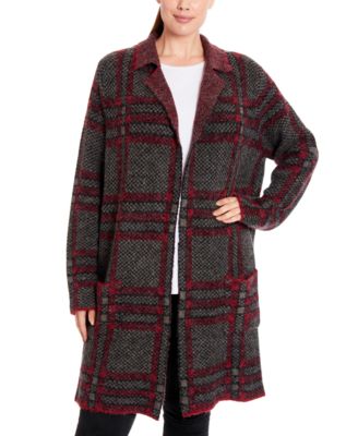 Joseph A - Plus Size Plaid Notch Collar Coatigan
