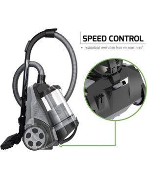 Ovente St2620b Bagless Canister Cyclonic Vacuum With Hepa Filter In Black