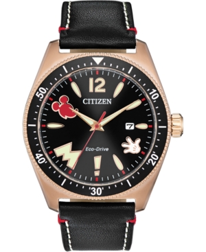 Disney by Citizen Eco-Drive Men's Classic Black Leather Strap Watch 43mm