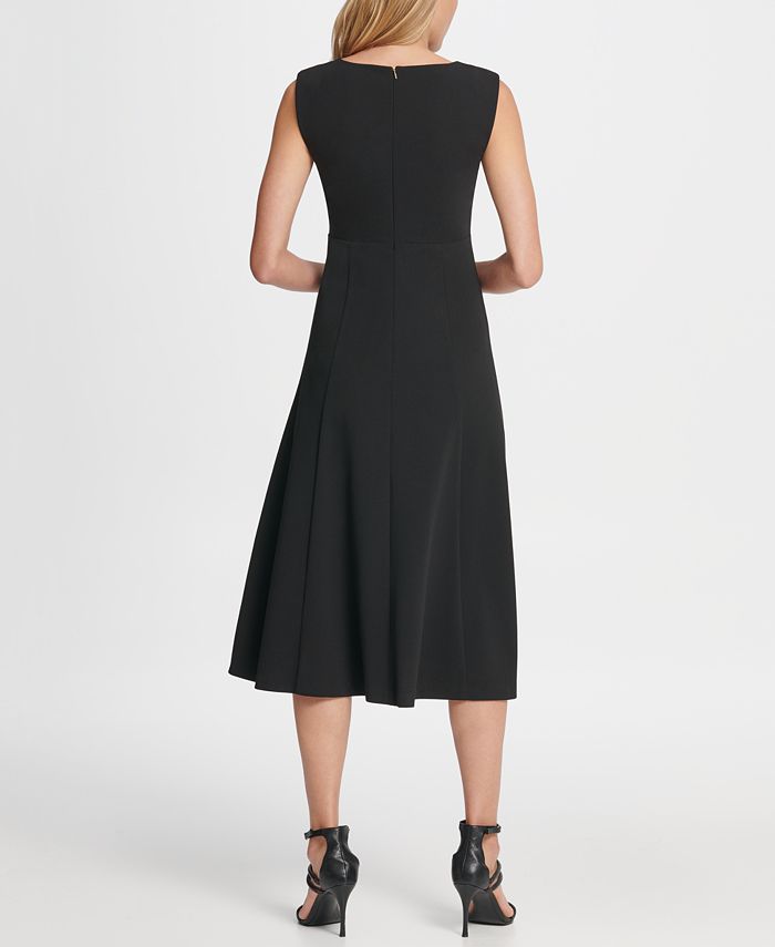 DKNY Pleated Empire Waist Midi Fit & Flare Dress - Macy's
