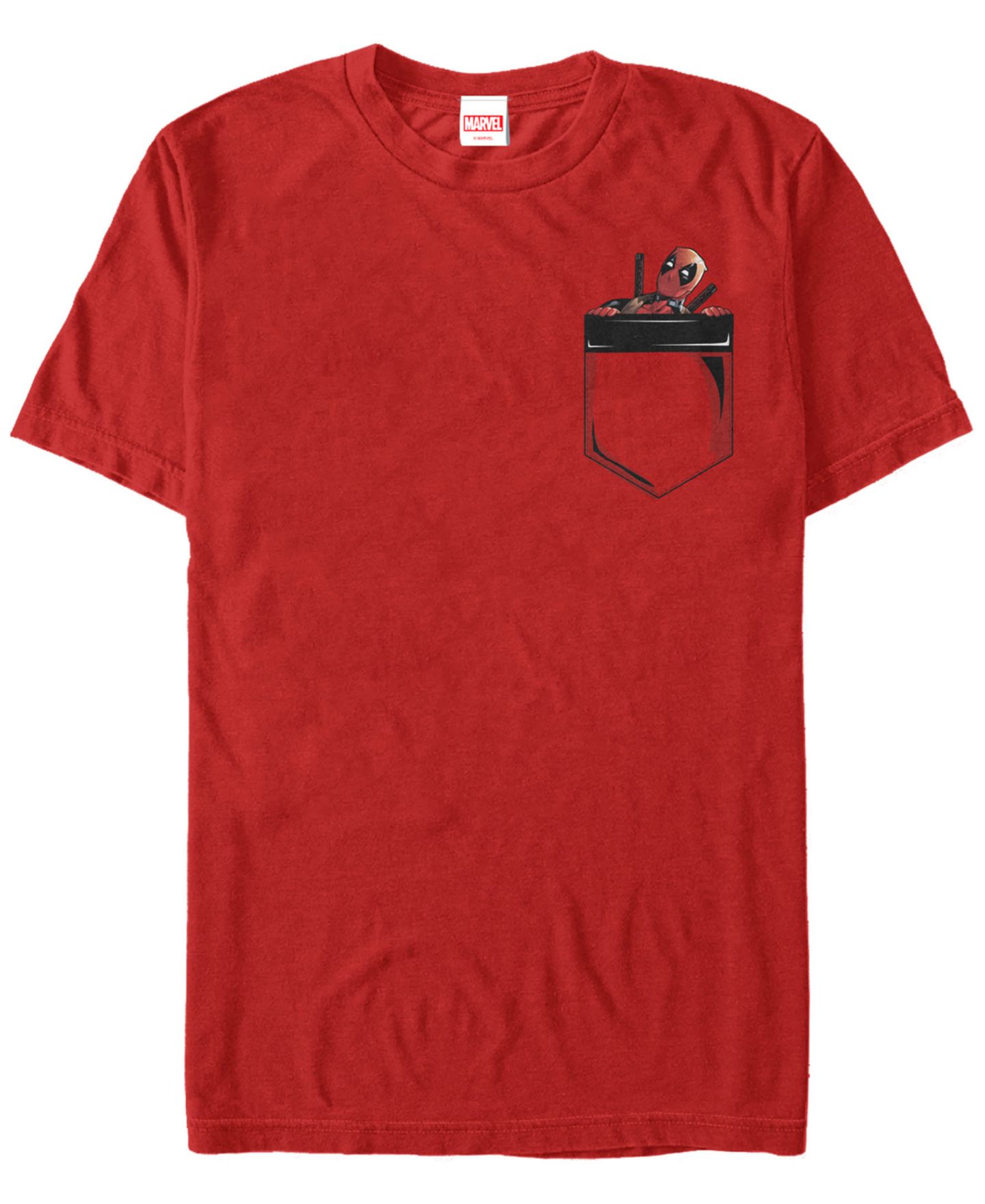 Мужская футболка Fifth Sun Marvel Deadpool Peekaboo Faux Pocket Short Sleeve, цвет: Красный — фото 1