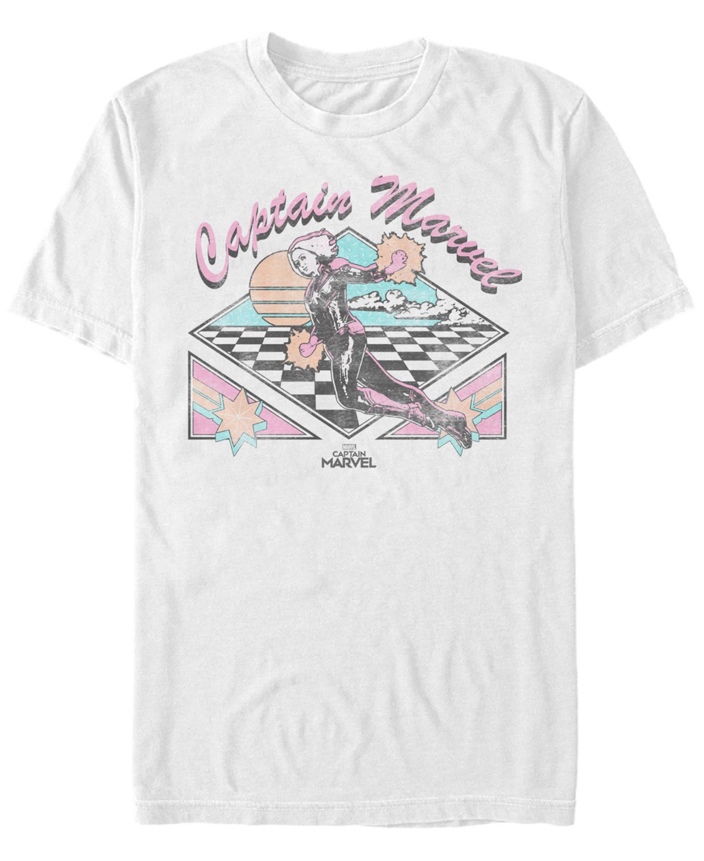 Мужская футболка Fifth Sun Marvel Captain Marvel Retro Checkered Comic, Short Sleeve, цвет: Белый — фото 2