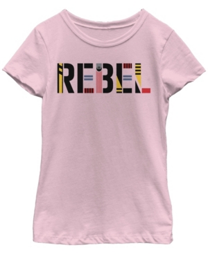 Star Wars Big Girls Rebel Pattern Text Short Sleeve T-Shirt