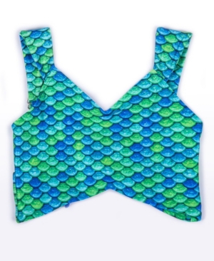 image of Fin Fun Big Girls Scale-Print Crop Top