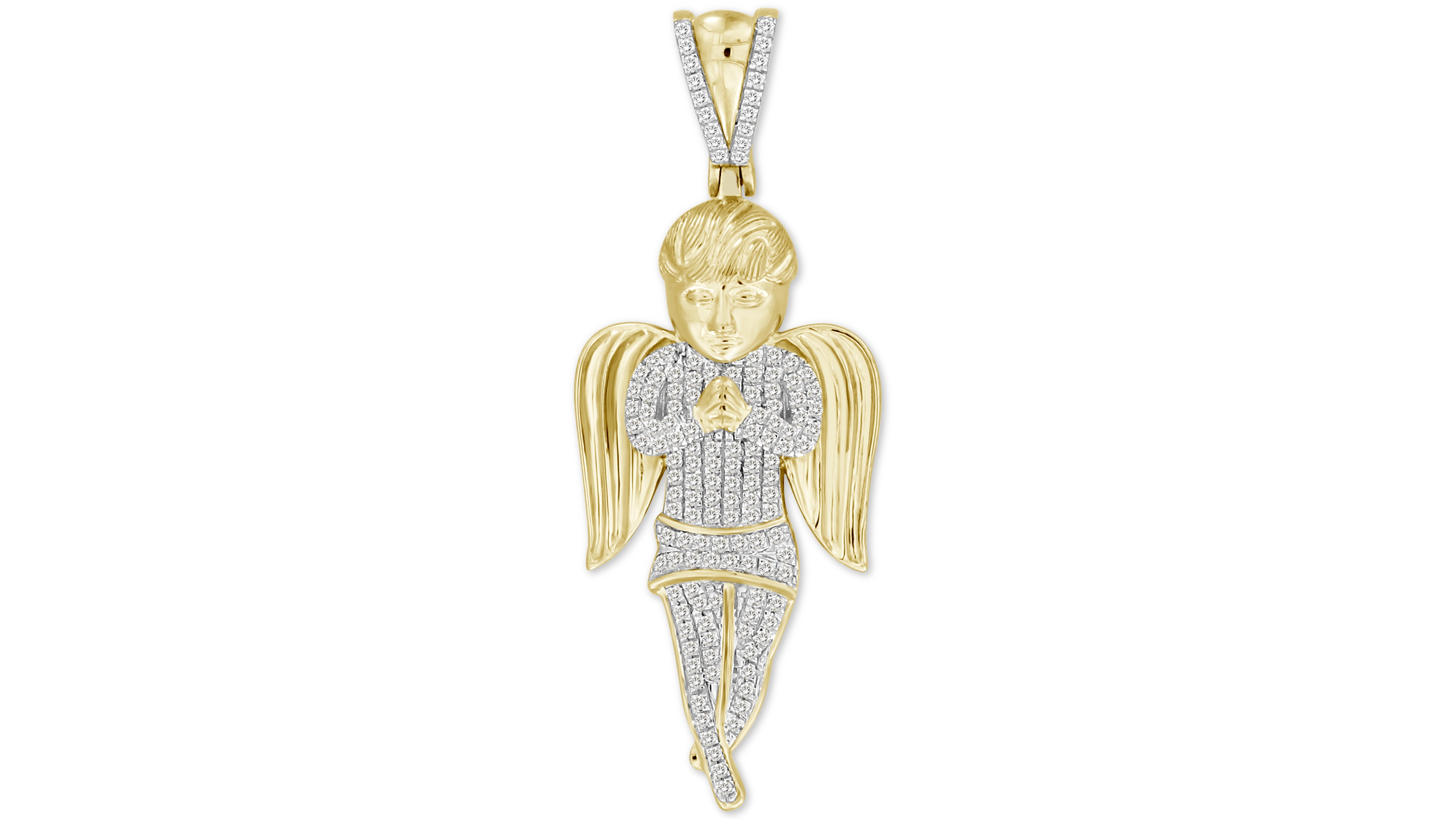 Men's Diamond Angel Charm Pendant (1/2 ct. t.w.) in 10k Gold