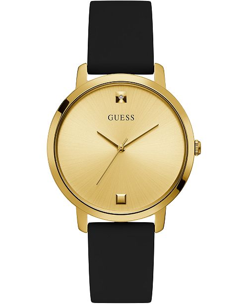 Guess Unisex Diamond Accent Black Silicone Strap Watch 40mm Reviews Watches Jewelry Watches Macy S