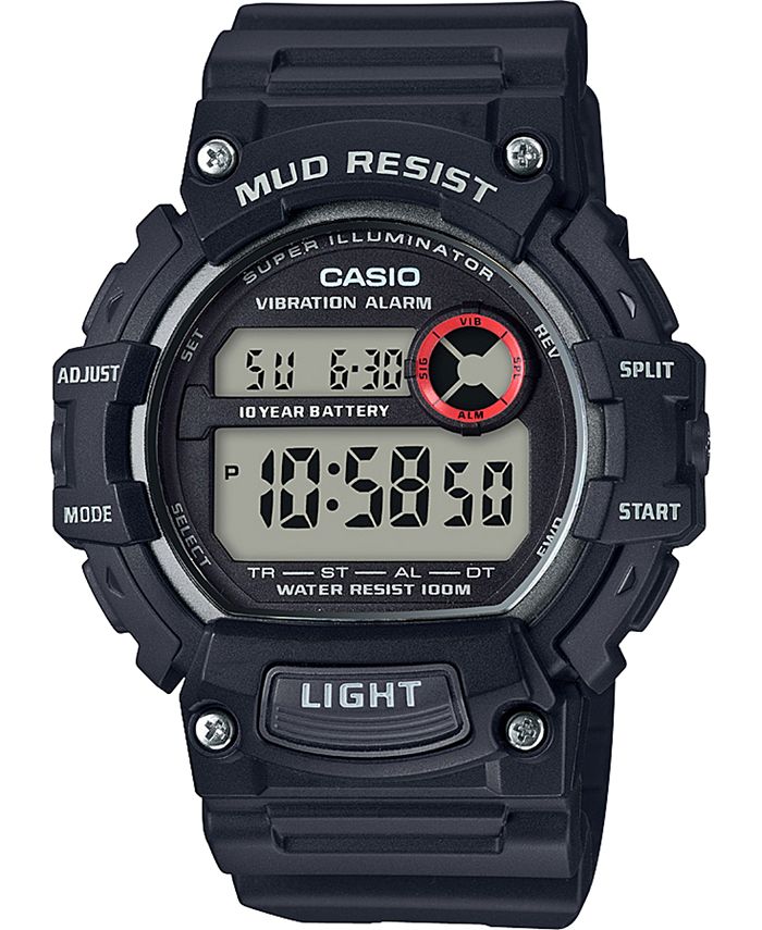 casio men's lcd black resin strap watch